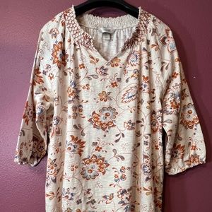 Christopher and Banks Popover Top with Quilted Neck